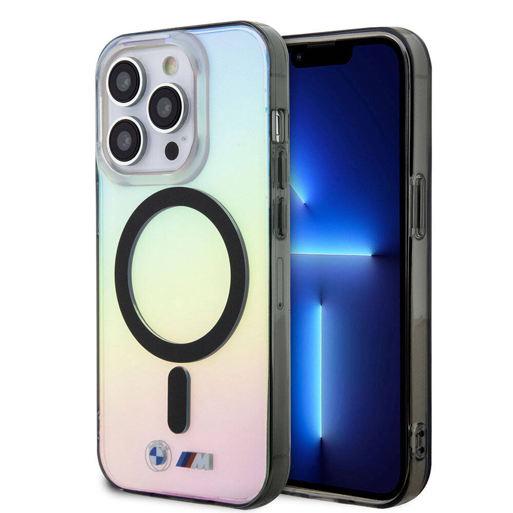 BMW iPhone 15 Pro Max Magsafe Şarj Özellikli Transparan Renk Geçişli Iridescent Orjinal Lisanslı Telefon Kılıfı - 1
