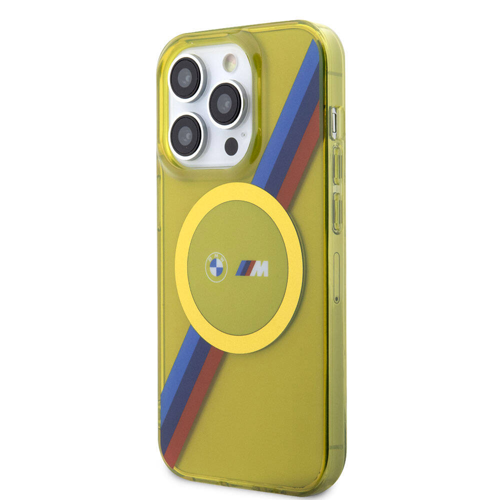 BMW iPhone 15 Pro Max Magsafe Şarj Özellikli Transparan Tricolor Stripes Orjinal Lisanslı Telefon Kılıfı