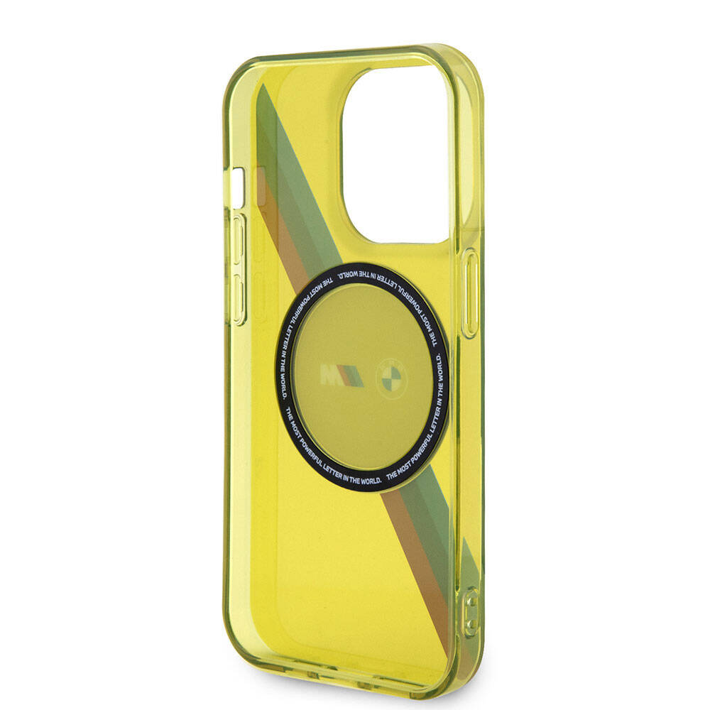 BMW iPhone 15 Pro Max Magsafe Şarj Özellikli Transparan Tricolor Stripes Orjinal Lisanslı Telefon Kılıfı