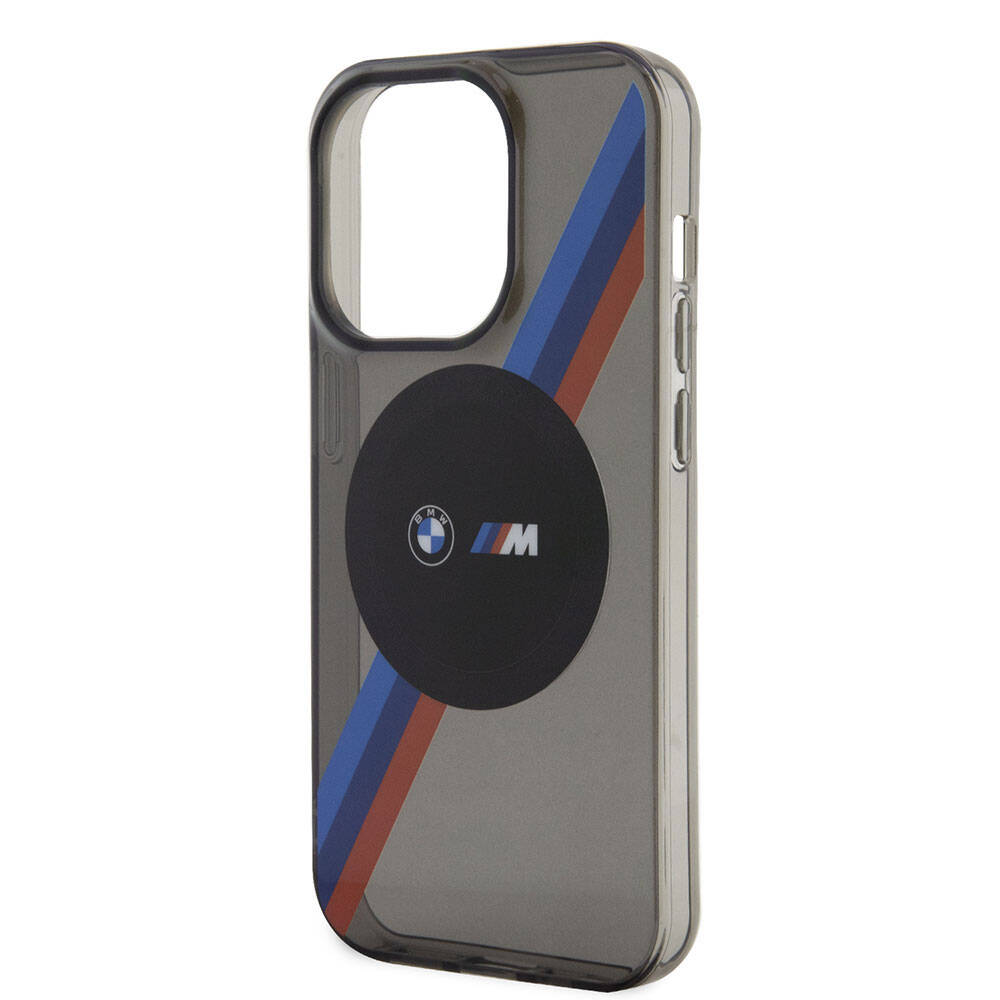 BMW iPhone 15 Pro Max Magsafe Şarj Özellikli Transparan Tricolor Stripes Orjinal Lisanslı Telefon Kılıfı
