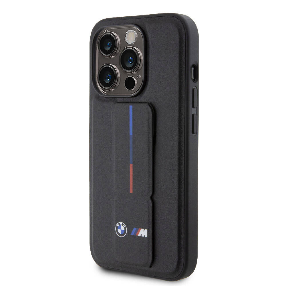 BMW iPhone 15 Pro Max Orjinal Lisanslı M Şerit ve Logolu Standlı Telefon Kılıfı - 1