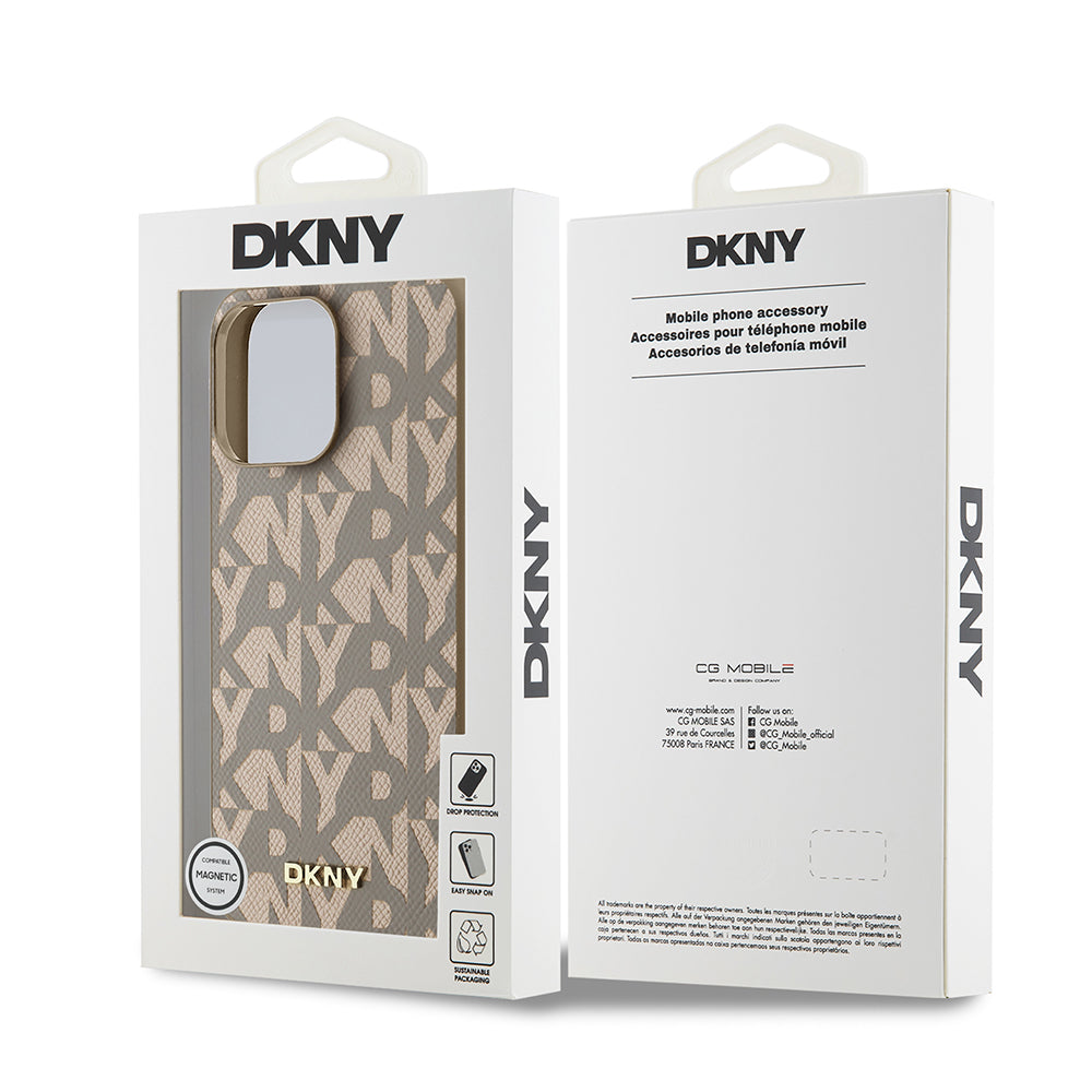 DKNY iPhone 15 Pro Max Orjinal Lisanslı Magsafe 3D Yazılı Grid Pattern Kılıf