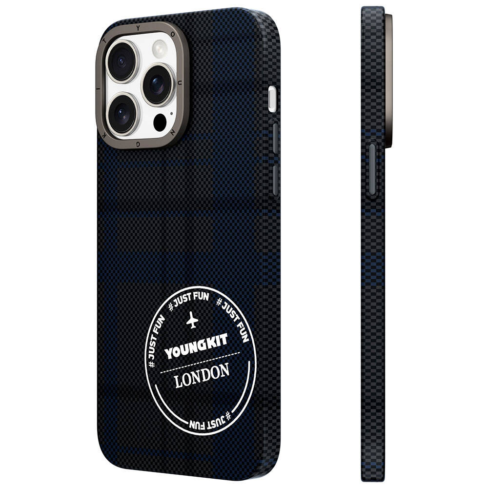 Youngkit Gezhi Serisi iPhone 15 Pro Max Ekose Desenli Telefon Kılıfı - 1
