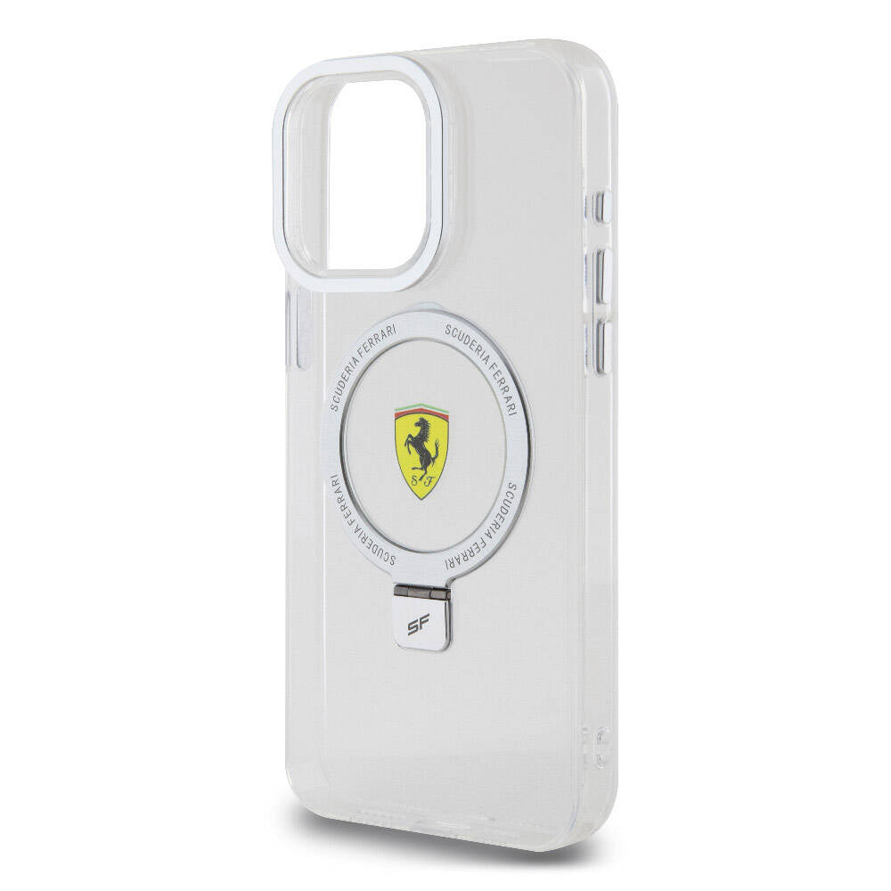 Ferrari iPhone 15 Pro Max M-safe Şarj Özellikli Standlı Buzlu Yüzey Dizayn Kılıf