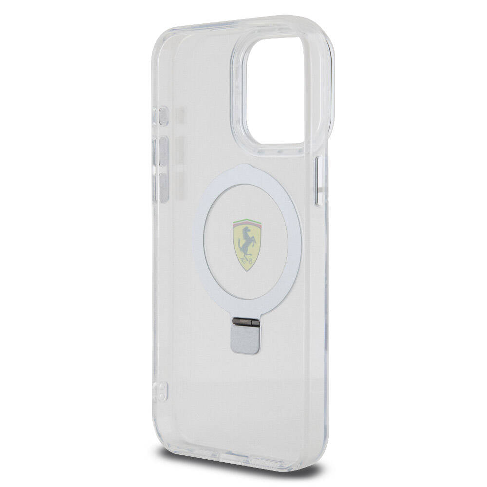Ferrari iPhone 15 Pro Max M-safe Şarj Özellikli Standlı Buzlu Yüzey Dizayn Kılıf