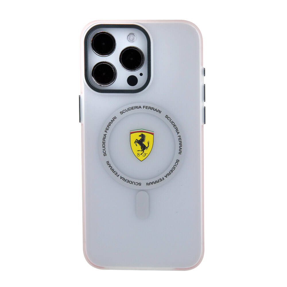 Ferrari iPhone 15 Pro Max Orjinal Lisanslı M-safe Şarj Özellikli Kontrast Bumper SF Ring Kılıf