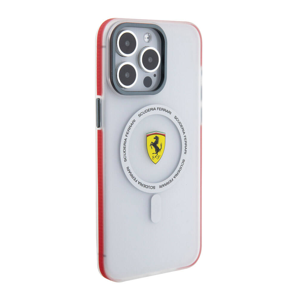 Ferrari iPhone 15 Pro Max Orjinal Lisanslı M-safe Şarj Özellikli Kontrast Bumper SF Ring Kılıf