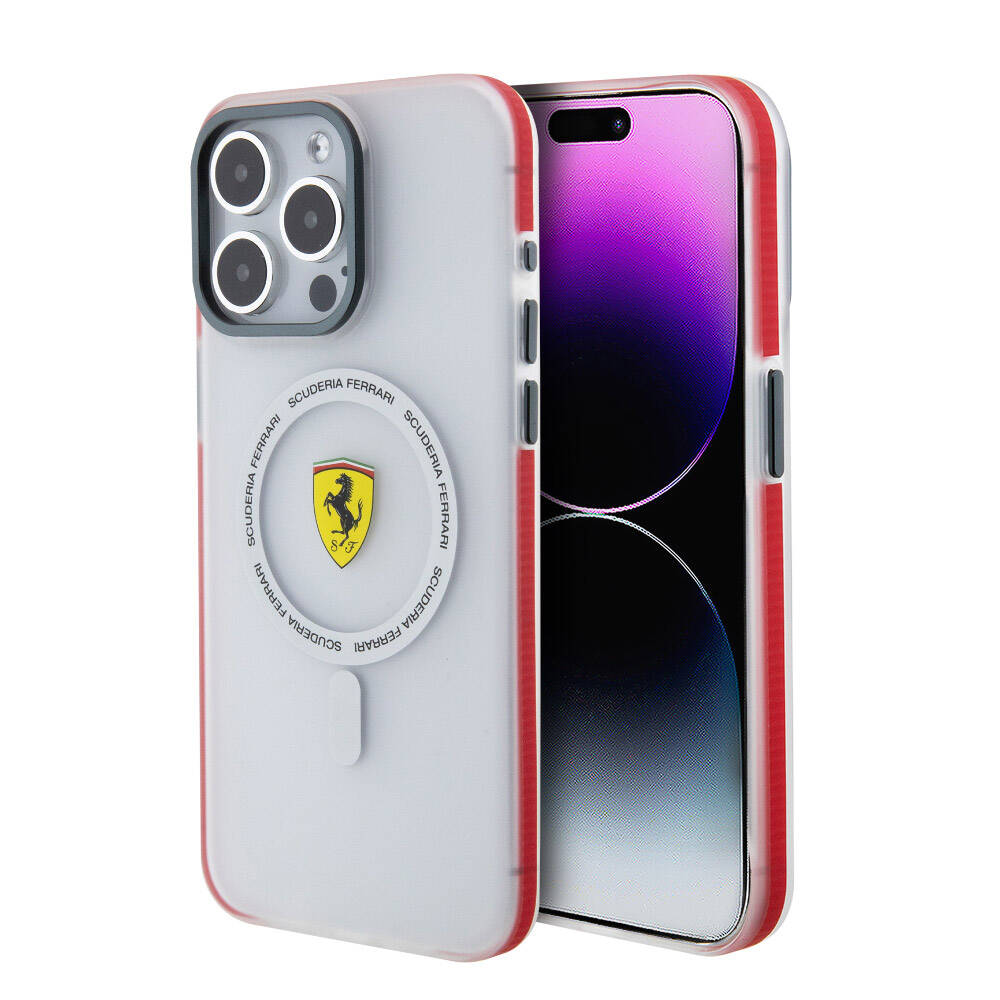 Ferrari iPhone 15 Pro Max Orjinal Lisanslı M-safe Şarj Özellikli Kontrast Bumper SF Ring Kılıf