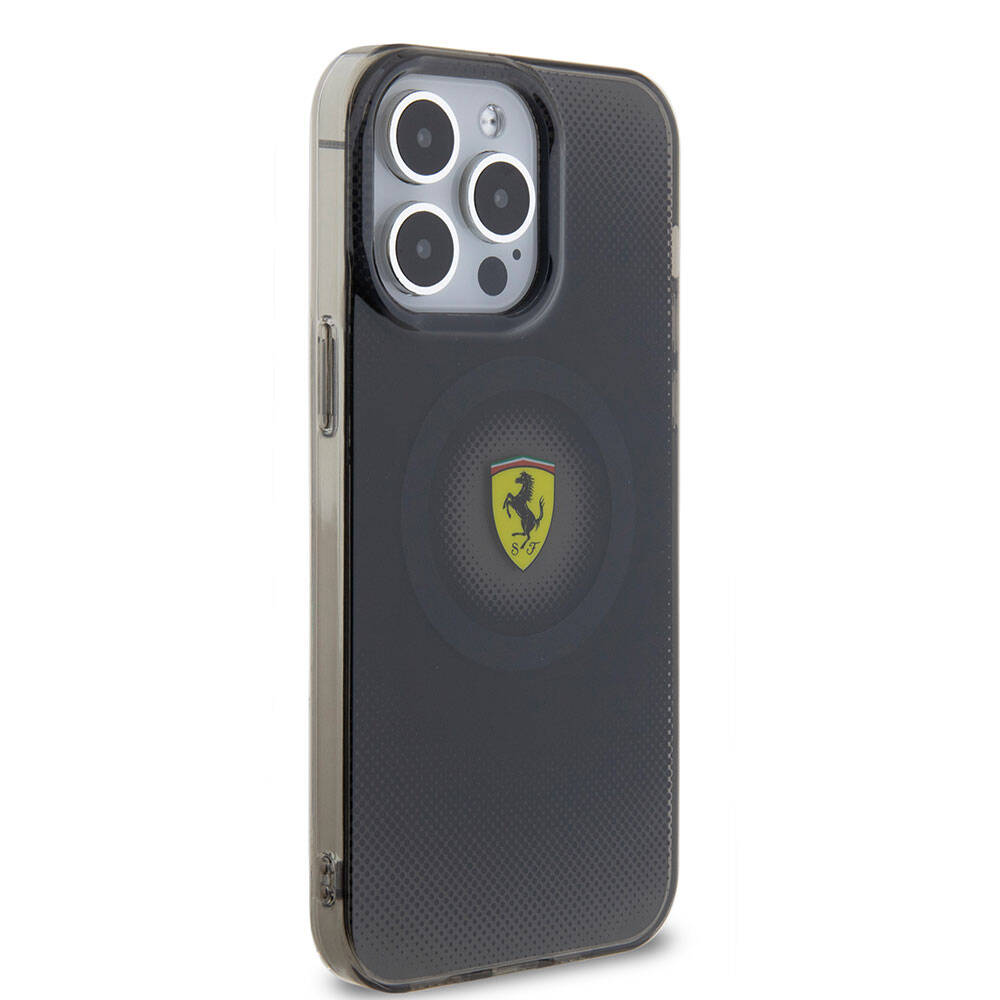 Ferrari iPhone 15 Pro Max Orjinal Lisanslı M-safe Şarj Özellikli Parçalanan Noktalar Desenli Kılıf