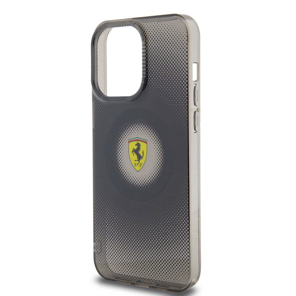 Ferrari iPhone 15 Pro Max Orjinal Lisanslı M-safe Şarj Özellikli Parçalanan Noktalar Desenli Kılıf