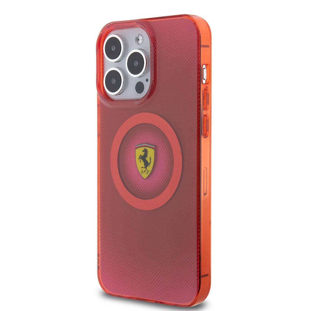 Ferrari iPhone 15 Pro Max Orjinal Lisanslı M-safe Şarj Özellikli Parçalanan Noktalar Desenli Kılıf