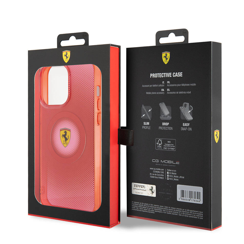 Ferrari iPhone 15 Pro Max Orjinal Lisanslı M-safe Şarj Özellikli Parçalanan Noktalar Desenli Kılıf