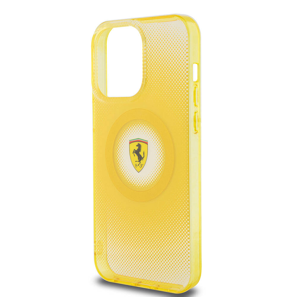 Ferrari iPhone 15 Pro Max Orjinal Lisanslı M-safe Şarj Özellikli Parçalanan Noktalar Desenli Kılıf