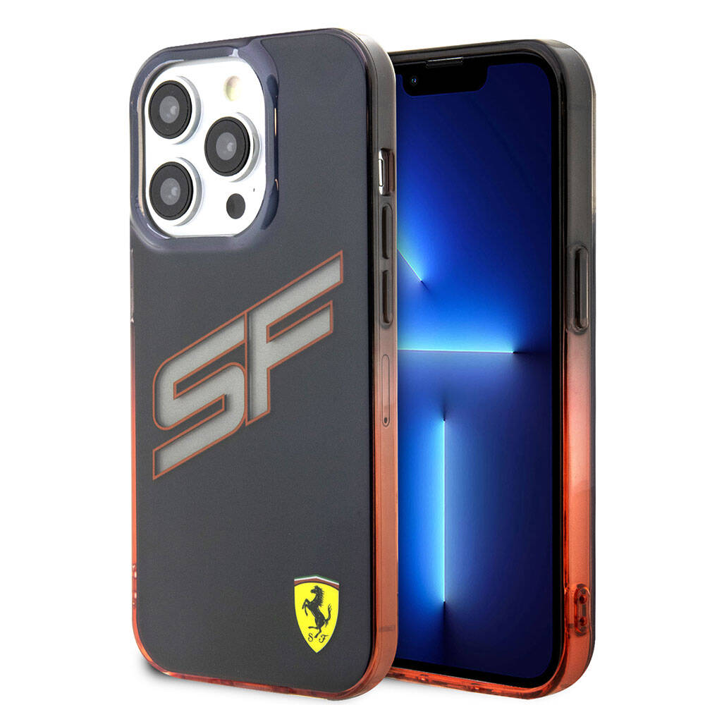 Ferrari iPhone 15 Pro Max Orjinal Lisanslı Transparan SF Yazılı Kenarları Renk Geçişli Telefon Kılıfı
