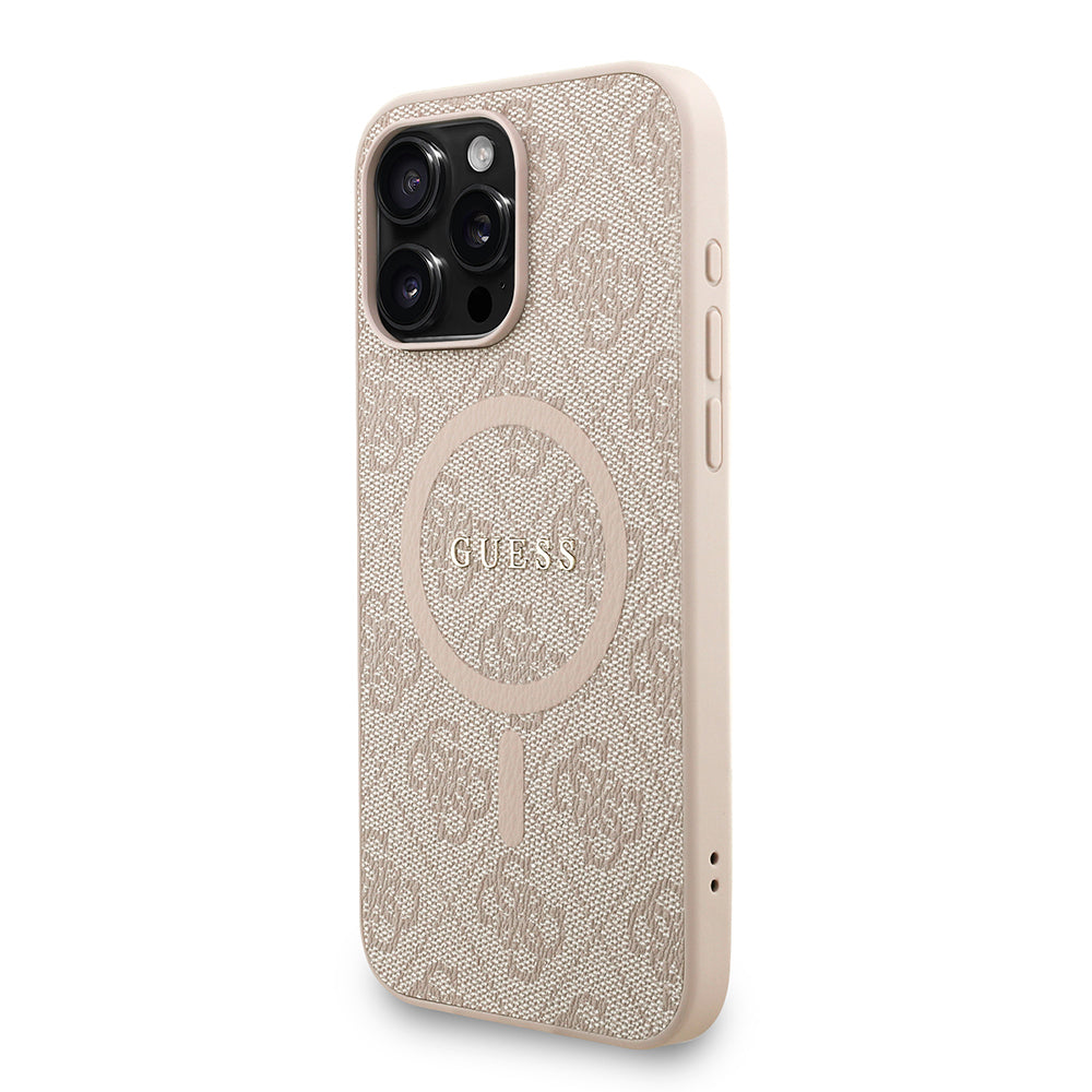Guess iPhone 15 Pro Max Orjinal Lisanslı Magsafe PU Deri Bilek Askı İpli Yazı Logolu Telefon Kılıfı