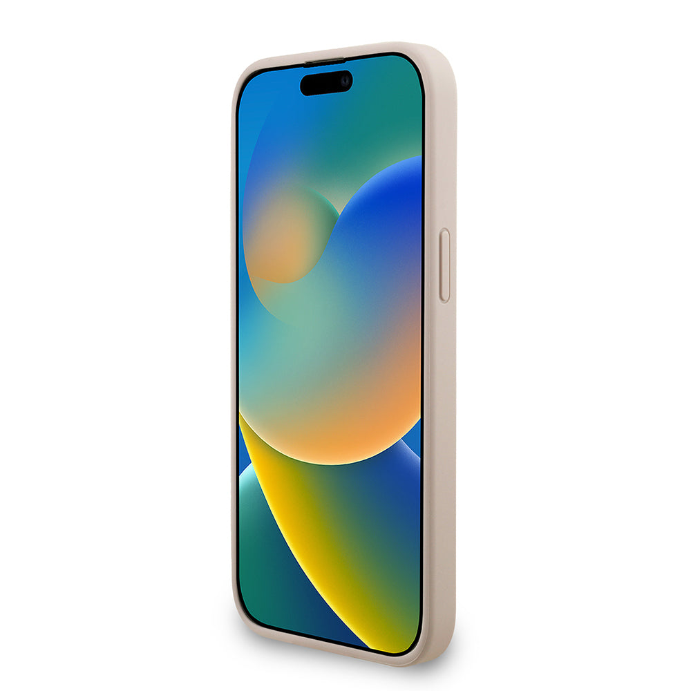 Guess iPhone 15 Pro Max Orjinal Lisanslı Magsafe PU Deri Bilek Askı İpli Yazı Logolu Telefon Kılıfı
