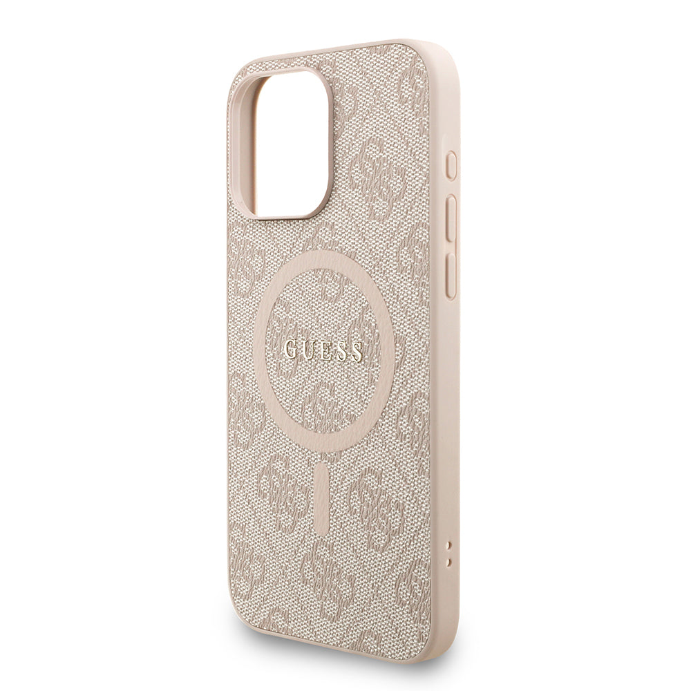 Guess iPhone 15 Pro Max Orjinal Lisanslı Magsafe PU Deri Bilek Askı İpli Yazı Logolu Telefon Kılıfı