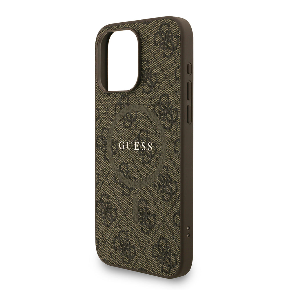 Guess iPhone 15 Pro Max Orjinal Lisanslı Magsafe PU Deri Bilek Askı İpli Yazı Logolu Telefon Kılıfı