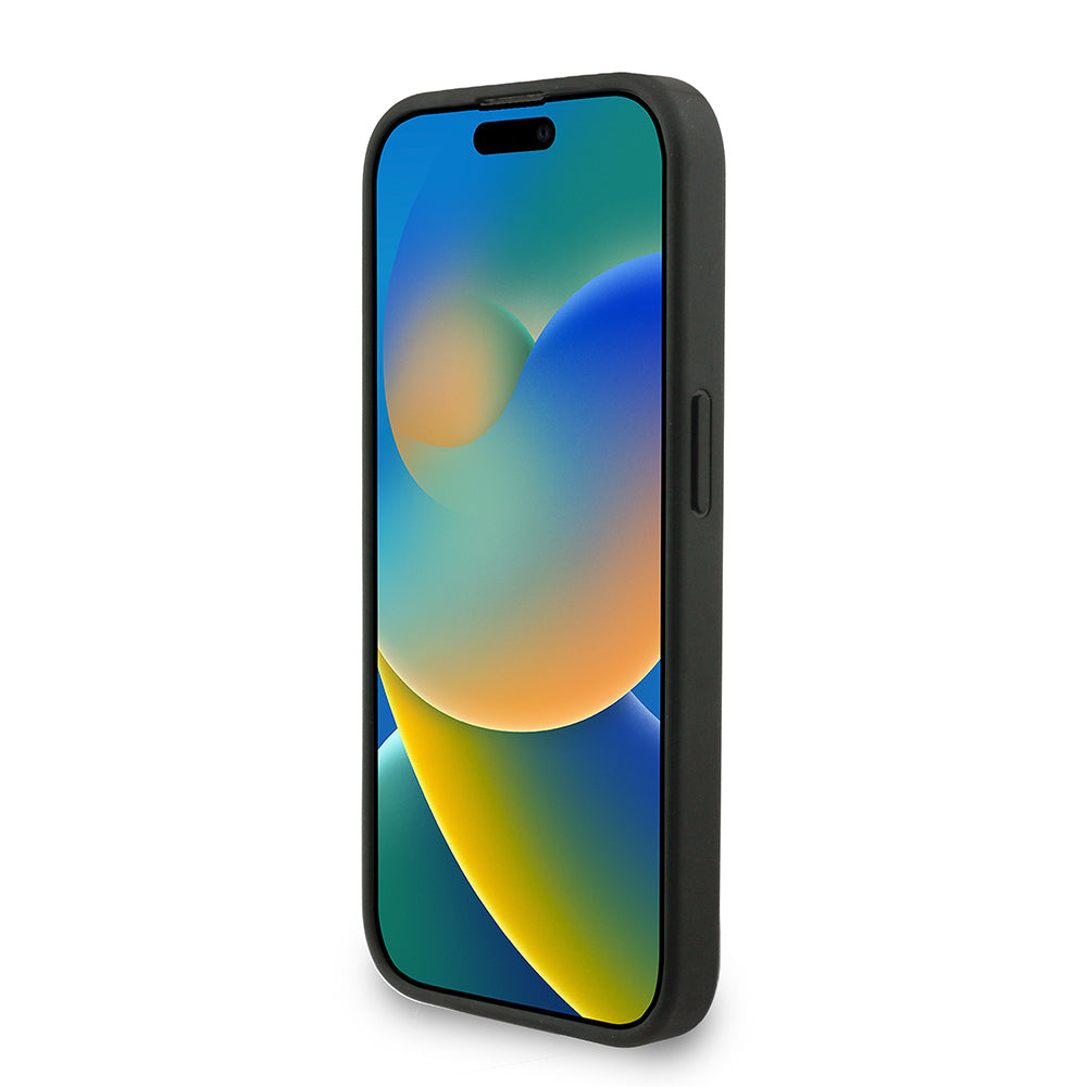 Guess iPhone 15 Pro Max Orjinal Lisanslı Magsafe PU Deri Bilek Askı İpli Yazı Logolu Telefon Kılıfı