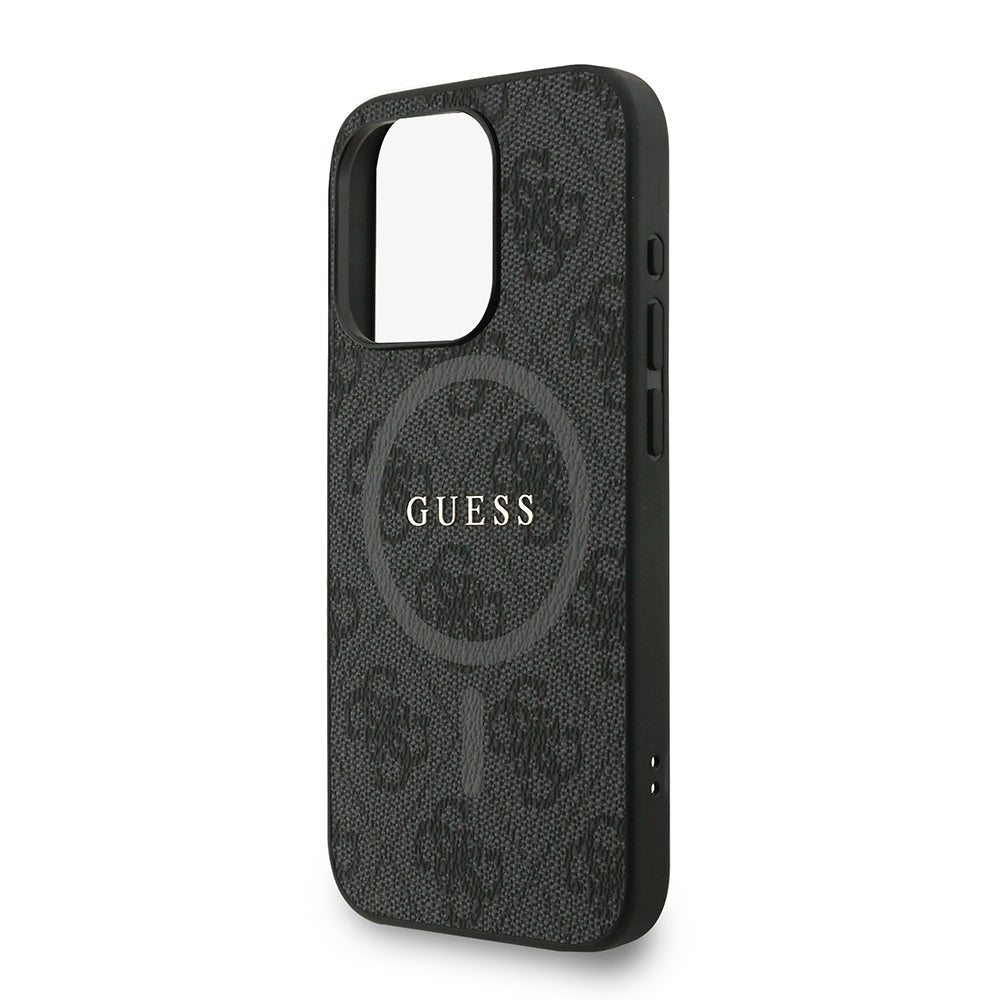 Guess iPhone 15 Pro Max Orjinal Lisanslı Magsafe PU Deri Bilek Askı İpli Yazı Logolu Telefon Kılıfı