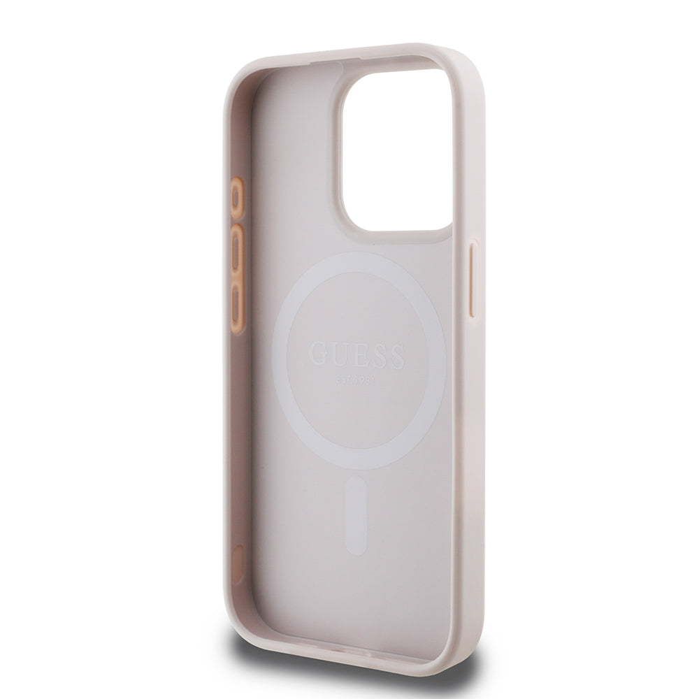 Guess iPhone 15 Pro Max Orjinal Lisanslı M-safe Şarj Özellikli 4G Desen Yazı Logolu Kılıf