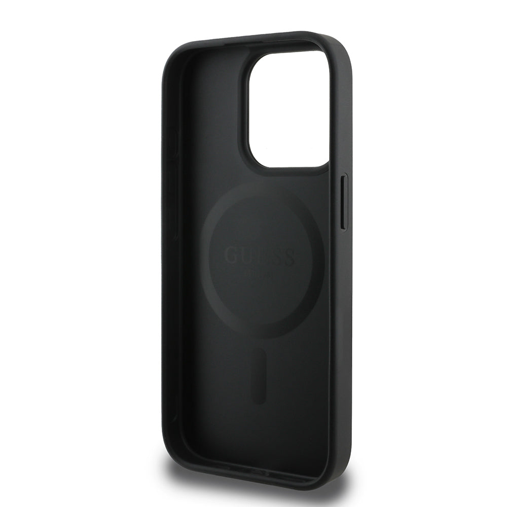 Guess iPhone 15 Pro Max Orjinal Lisanslı M-safe Şarj Özellikli 4G Desen Yazı Logolu Kılıf