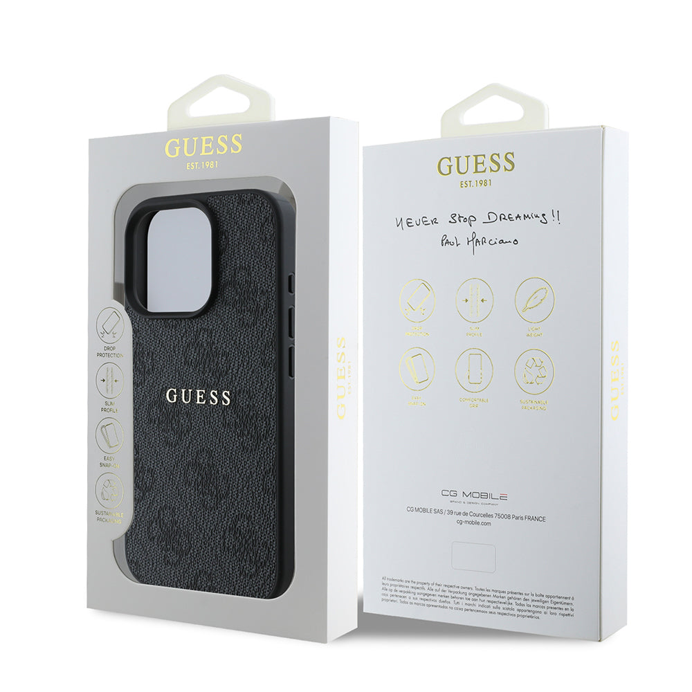 Guess iPhone 15 Pro Max Orjinal Lisanslı M-safe Şarj Özellikli 4G Desen Yazı Logolu Kılıf