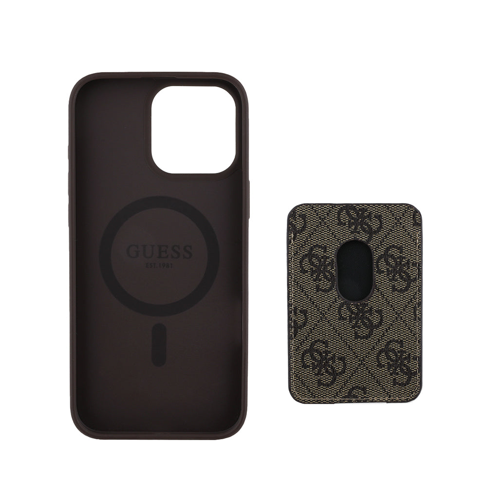 Guess iPhone 15 Pro Max Orjinal Lisanslı M-safe 4G Desenli Çizgili Kartlıklı Kılıf