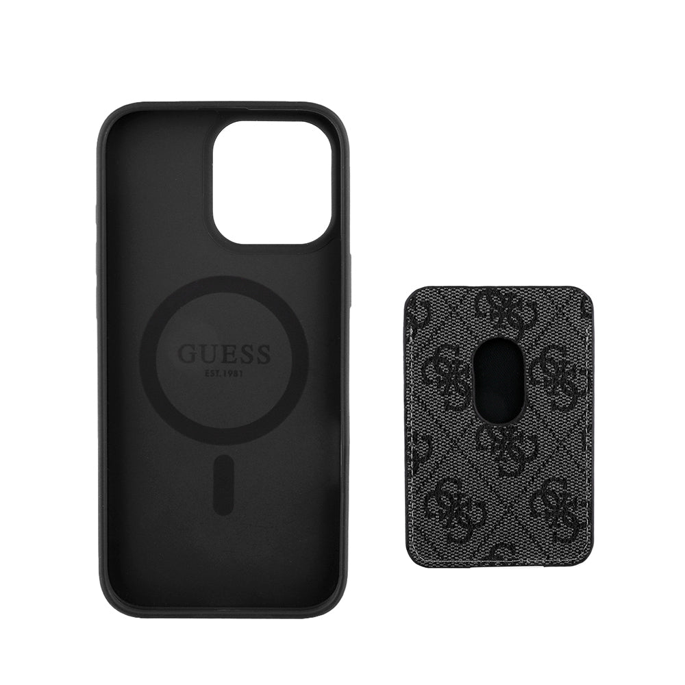 Guess iPhone 15 Pro Max Orjinal Lisanslı M-safe 4G Desenli Çizgili Kartlıklı Kılıf