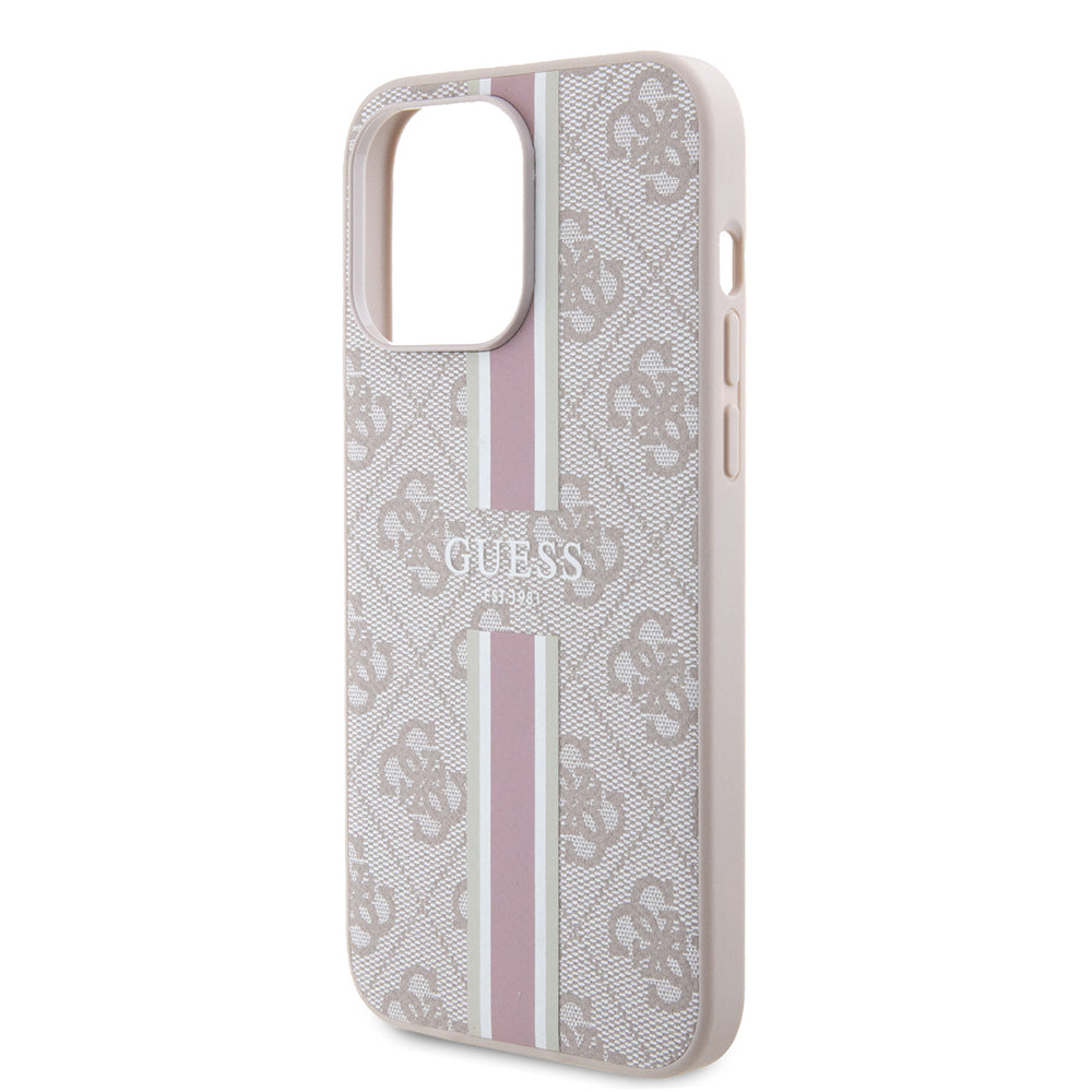 Guess iPhone 15 Pro Max Orjinal Lisanslı M-safe Şarj Özellikli 4G Şerit Tasarımlı Printed Kılıf