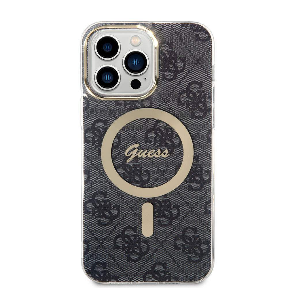 Guess iPhone 15 Pro Max Orjinal Lisanslı Magsafe Şarj Özellikli Yazı Logolu 4G Desenli Telefon Kılıfı