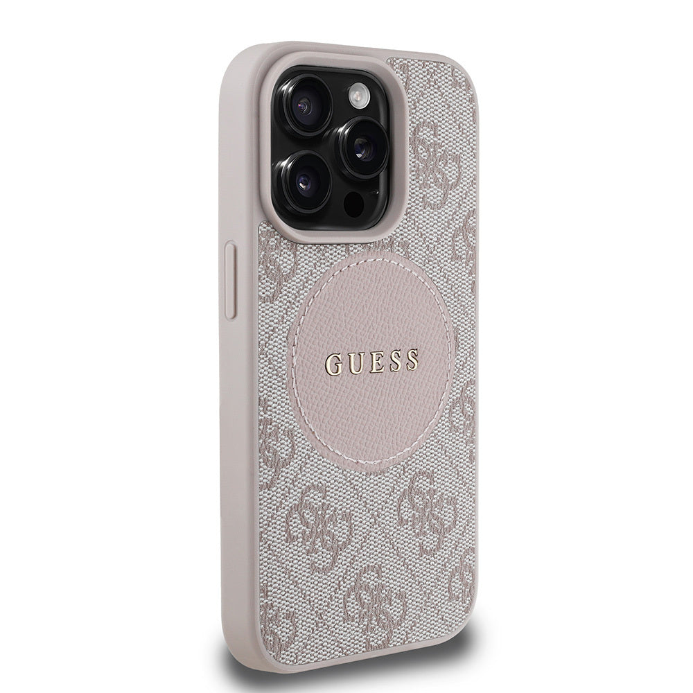 Guess iPhone 15 Pro Max Orjinal Lisanslı M-safe Şarj Özellikli Yazı Logolu Circle Classic Kılıf