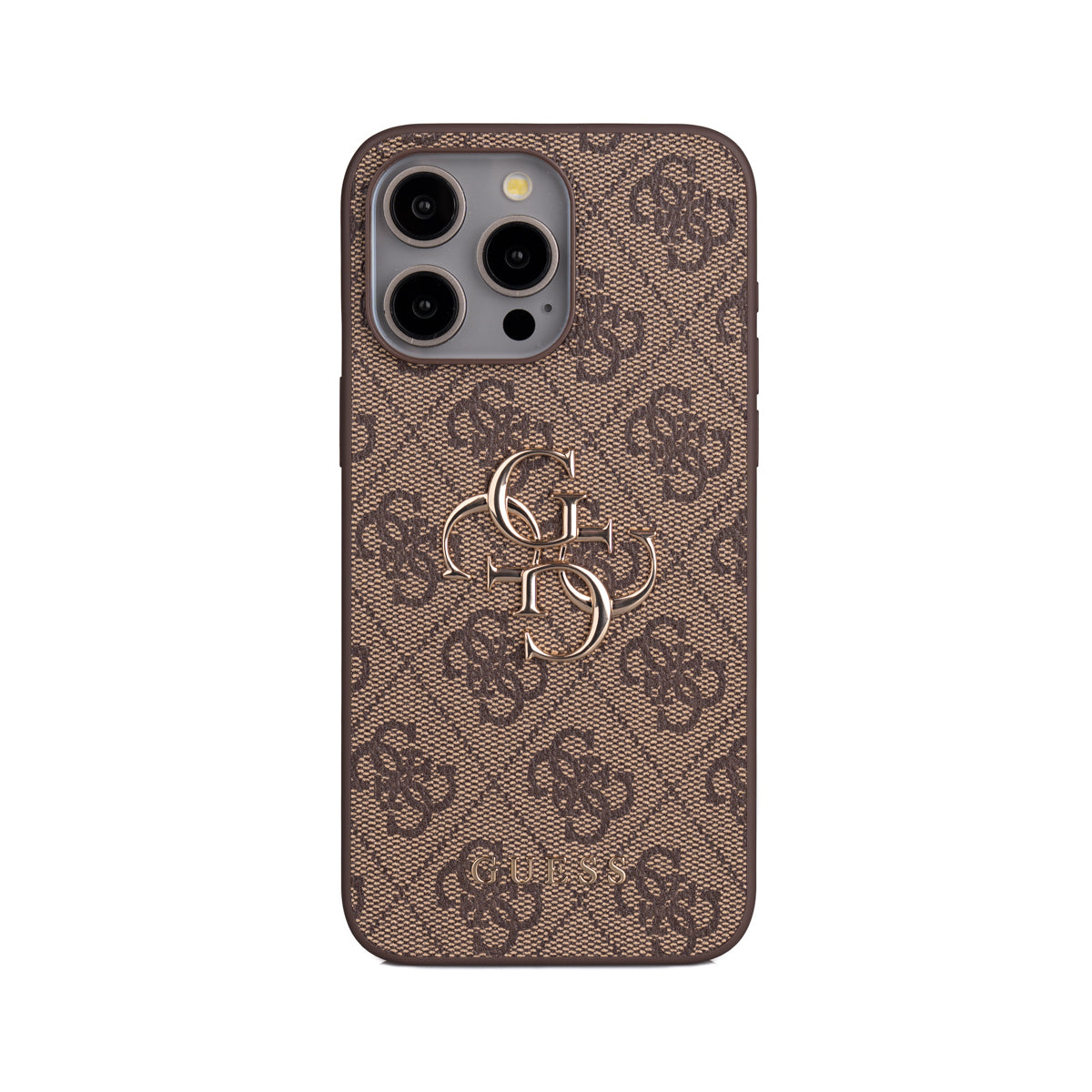 Guess iPhone 15 Pro Max Orjinal Lisanslı PU Deri 4G Büyük Metal Logolu Çapraz Vücut Askılı Telefon Kılıfı