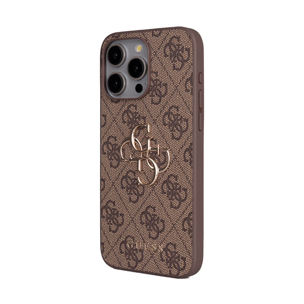 Guess iPhone 15 Pro Max Orjinal Lisanslı PU Deri 4G Büyük Metal Logolu Çapraz Vücut Askılı Telefon Kılıfı