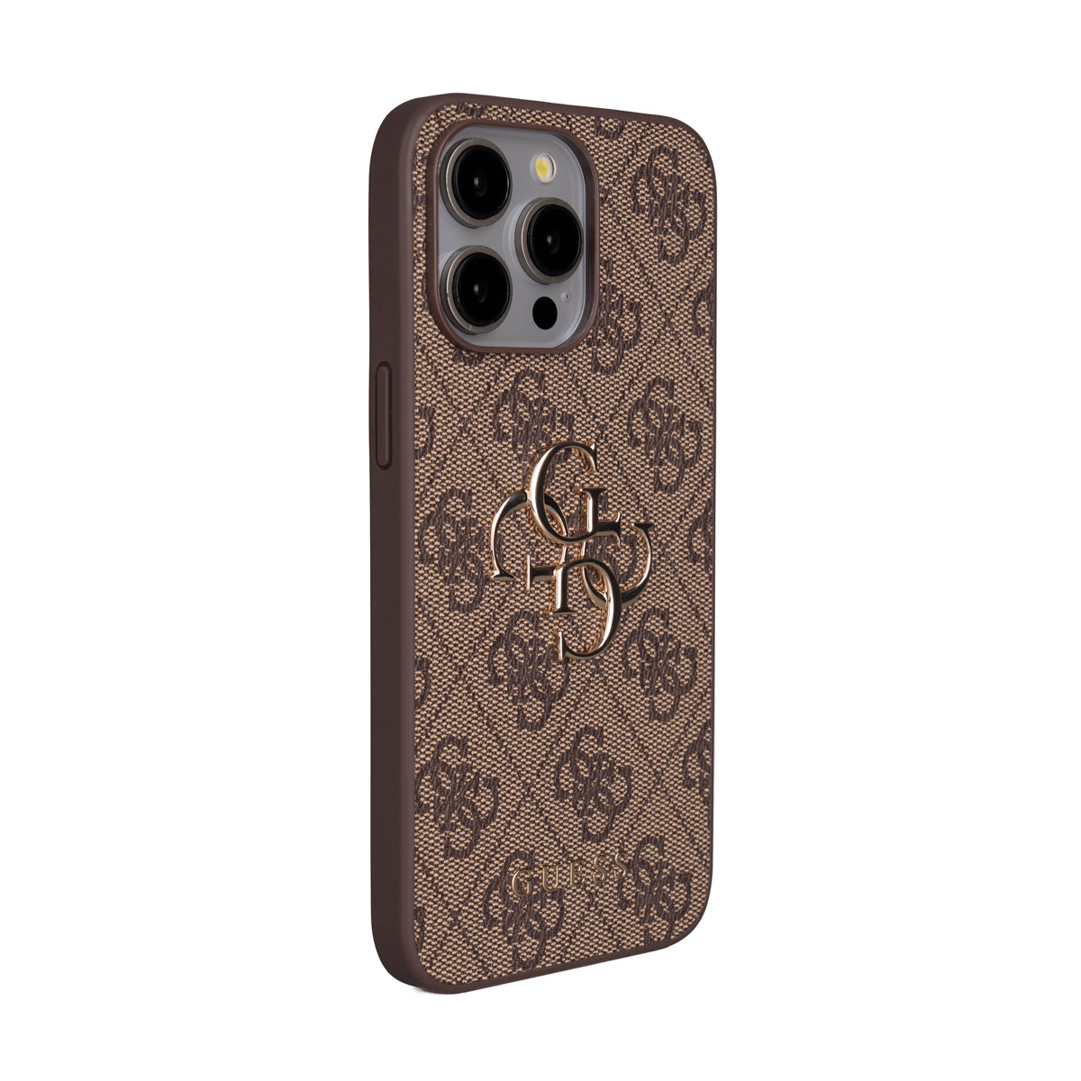 Guess iPhone 15 Pro Max Orjinal Lisanslı PU Deri 4G Büyük Metal Logolu Çapraz Vücut Askılı Telefon Kılıfı