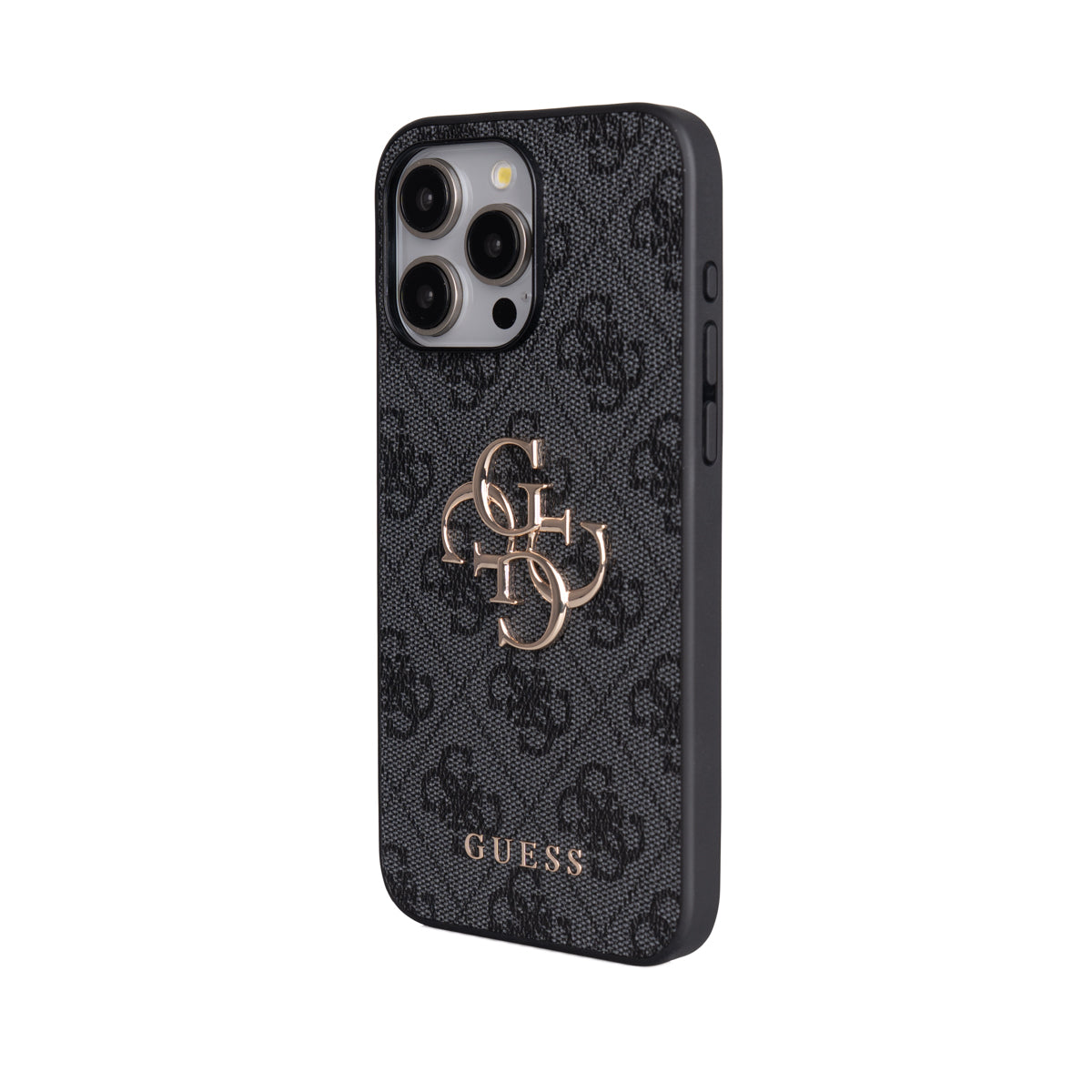 Guess iPhone 15 Pro Max Orjinal Lisanslı PU Deri 4G Büyük Metal Logolu Çapraz Vücut Askılı Telefon Kılıfı
