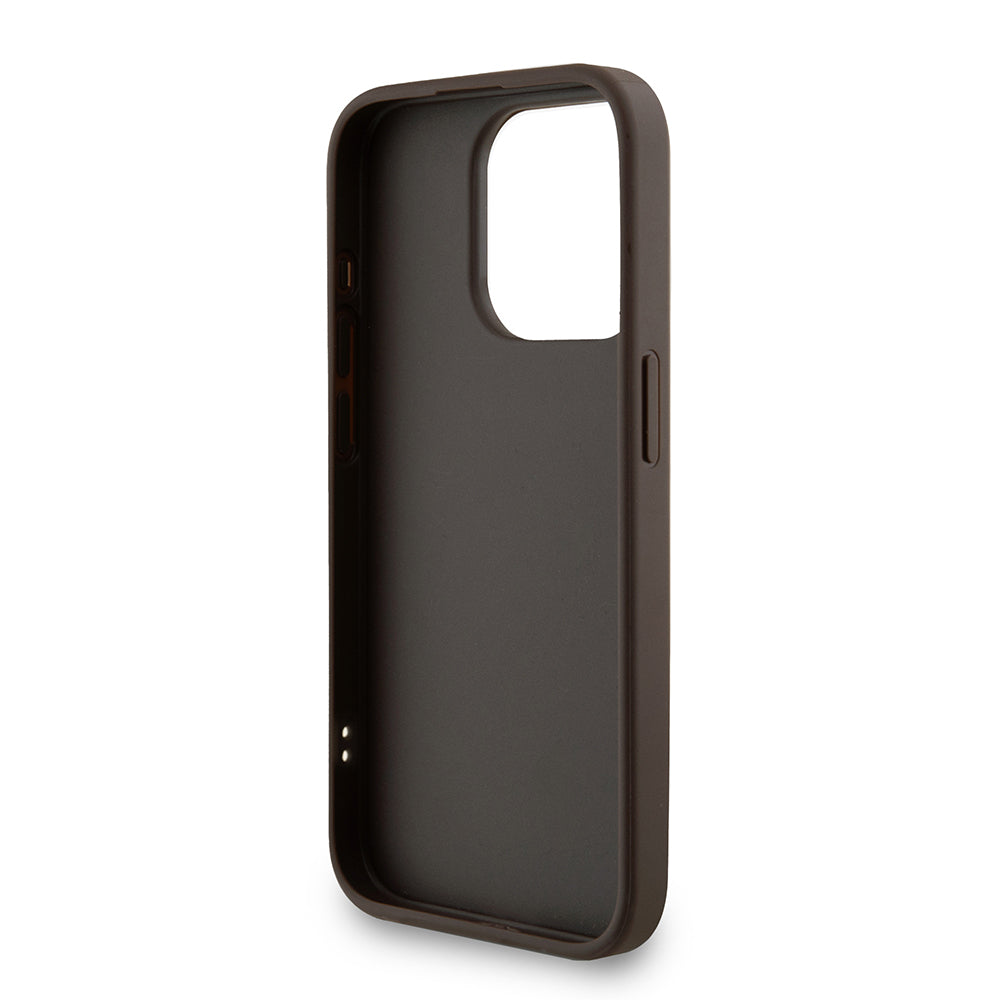 Guess iPhone 15 Pro Max Orjinal Lisanslı PU Deri Bilek Askı İpli Metal Büyük 4G ve Yazı Logolu Kılıf