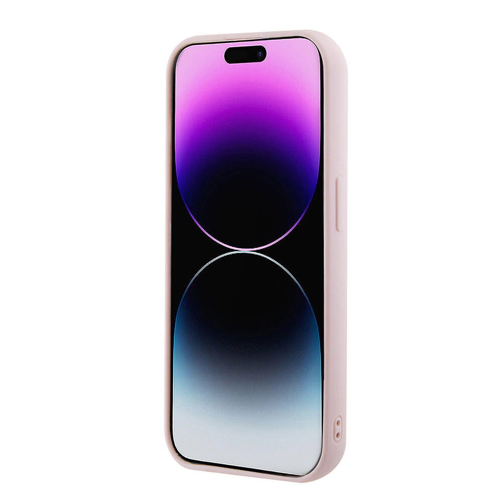 Guess iPhone 15 Pro Max Orjinal Lisanslı PU Deri Metal Yazı Logolu Kapitone Telefon Kılıfı