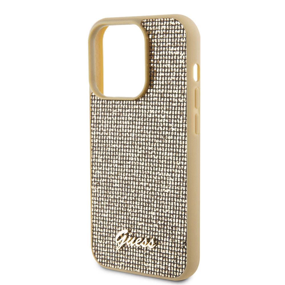 Guess iPhone 15 Pro Max Orjinal Lisanslı Yazı Logolu Disco Script Metal Telefon Kılıfı