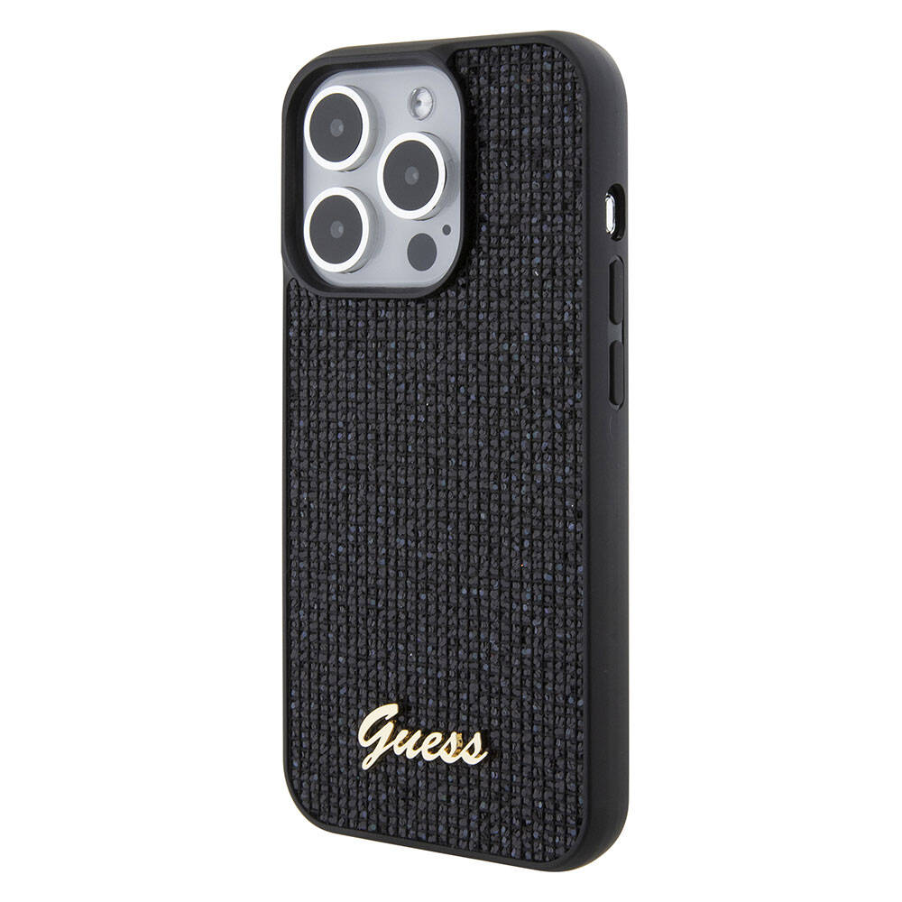 Guess iPhone 15 Pro Max Orjinal Lisanslı Yazı Logolu Disco Script Metal Telefon Kılıfı