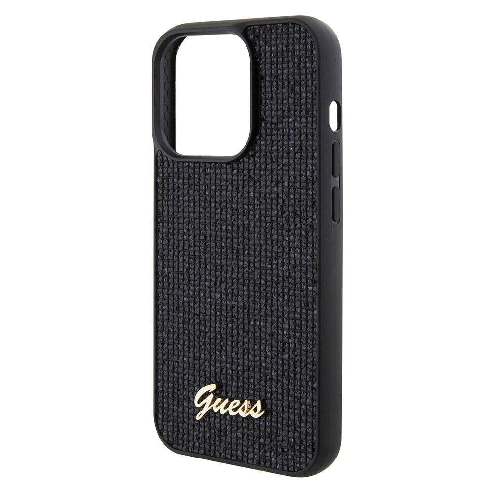 Guess iPhone 15 Pro Max Orjinal Lisanslı Yazı Logolu Disco Script Metal Telefon Kılıfı