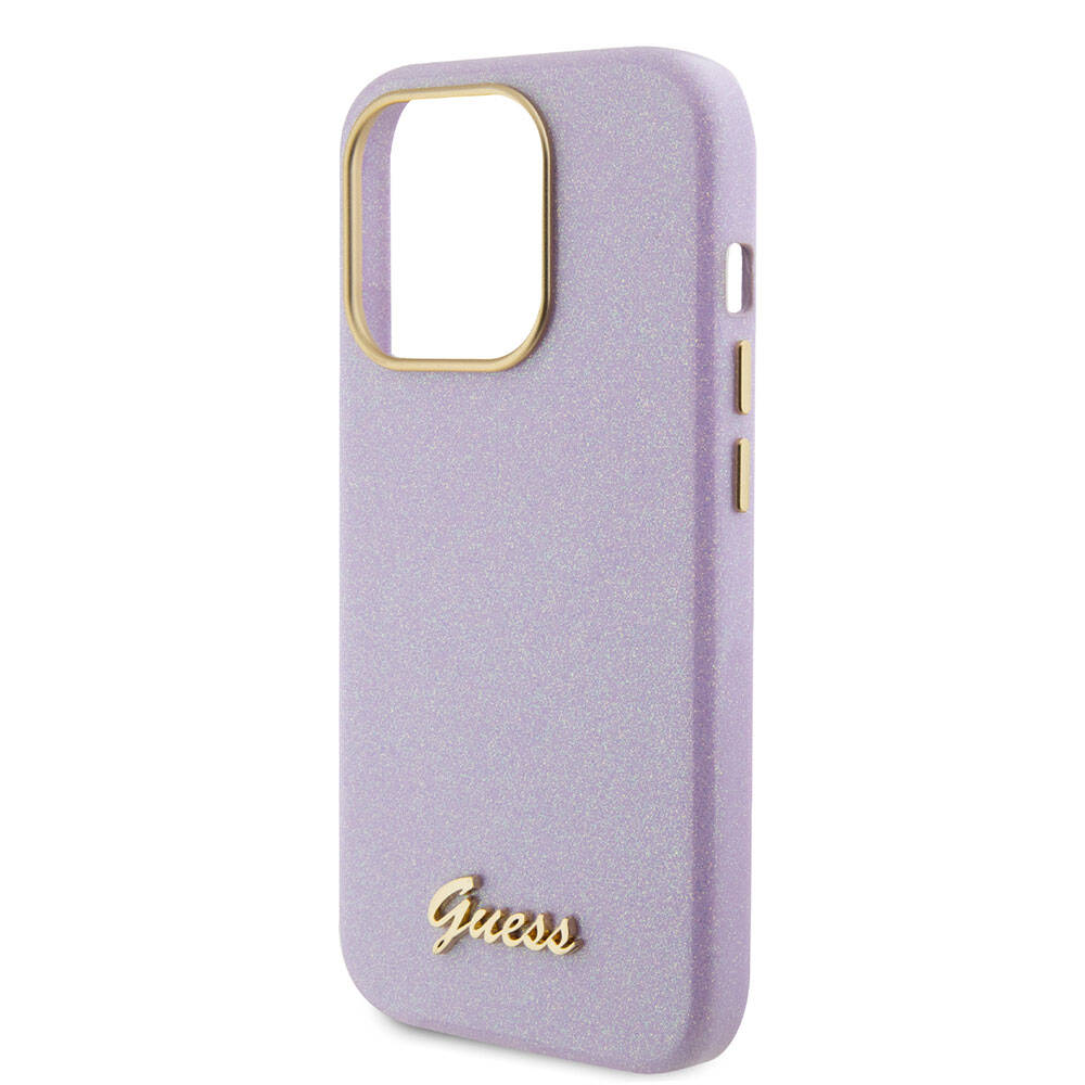 Guess iPhone 15 Pro Max Orjinal Lisanslı Yazı Logolu Glitter Glossy Script Telefon Kılıfı