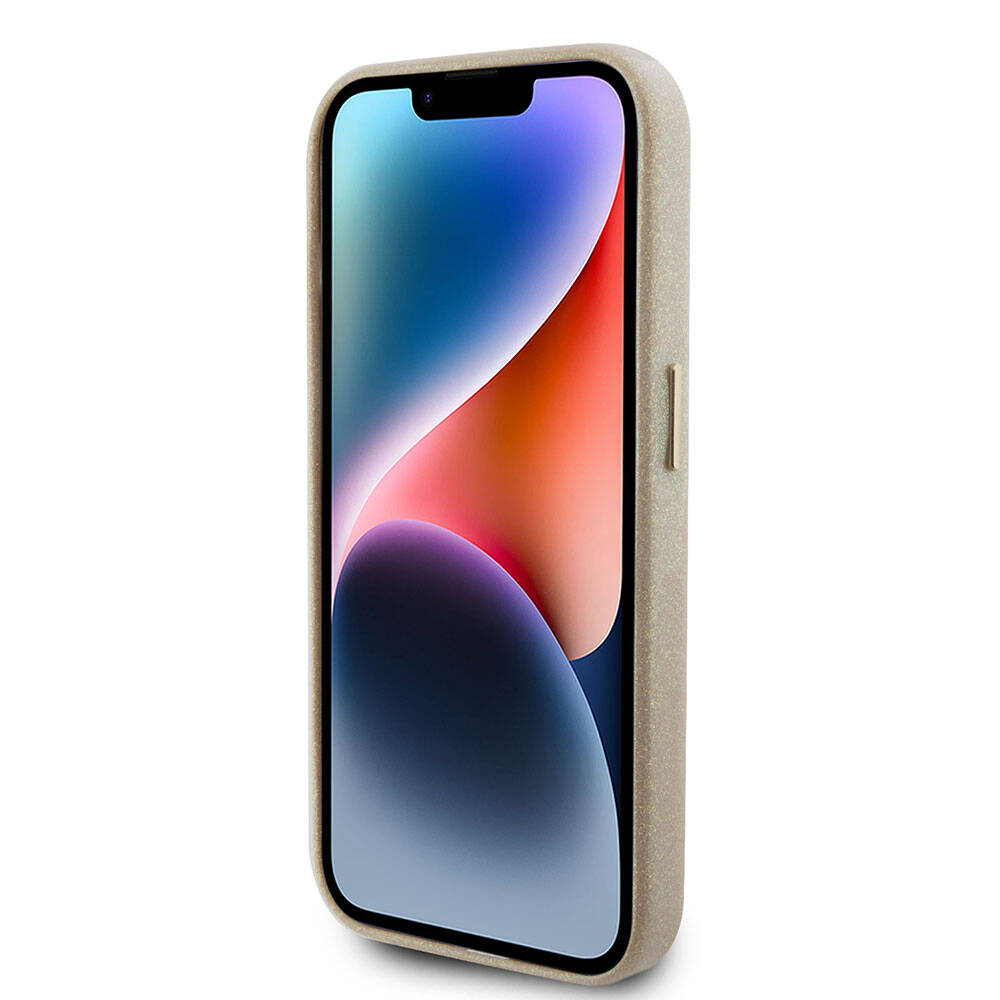 Guess iPhone 15 Pro Max Orjinal Lisanslı Yazı Logolu Glitter Glossy Script Telefon Kılıfı