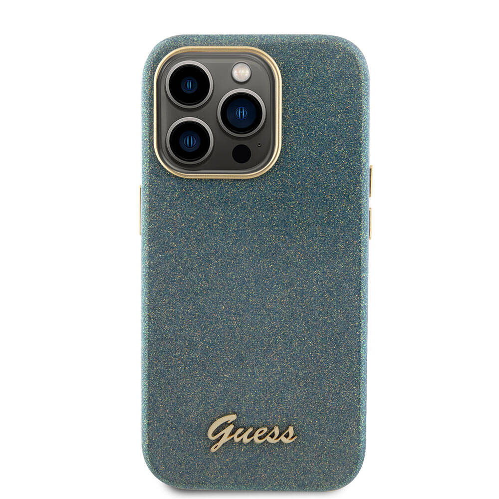 Guess iPhone 15 Pro Max Orjinal Lisanslı Yazı Logolu Glitter Glossy Script Telefon Kılıfı