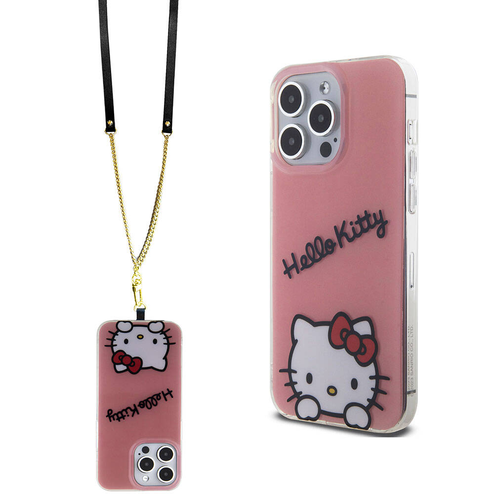 Hello Kitty iPhone 15 Pro Max Orjinal Lisanslı Askılı Yazı ve İkonik Logolu Daydreaming Kılıf