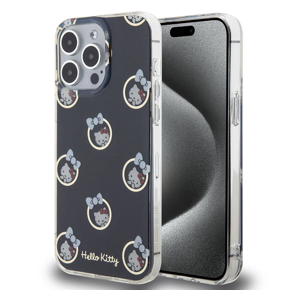 Hello Kitty iPhone 15 Pro Max Orjinal Lisanslı Elektroplating Kaplama Kabarcık Baskılı Kılıf