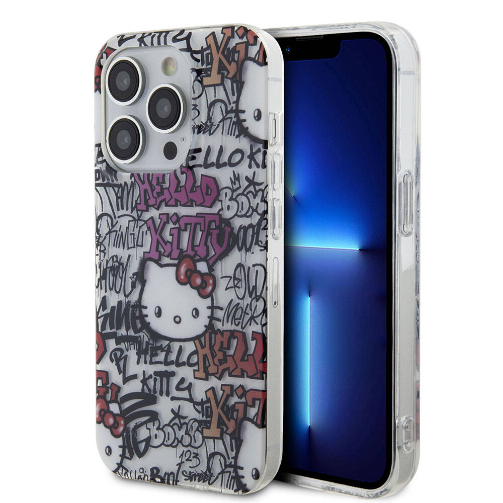 Hello Kitty iPhone 15 Pro Max Orjinal Lisanslı İkonik Logolu Etiket Graffiti Kılıf