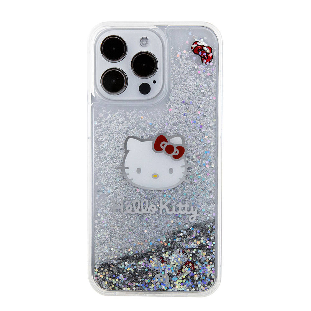 Hello Kitty iPhone 15 Pro Max Orjinal Lisanslı İkonik Sıvılı Glitter Telefon Kılıfı