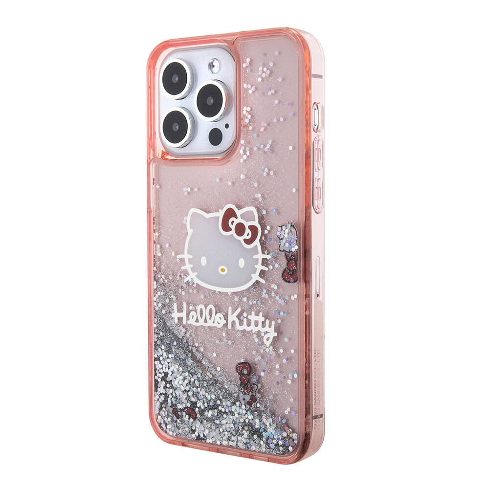 Hello Kitty iPhone 15 Pro Max Orjinal Lisanslı İkonik Sıvılı Glitter Telefon Kılıfı