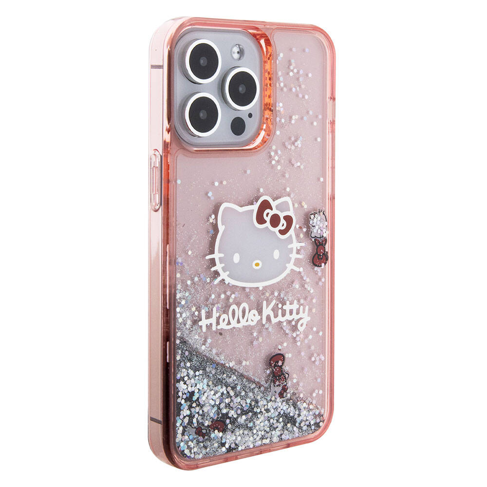 Hello Kitty iPhone 15 Pro Max Orjinal Lisanslı İkonik Sıvılı Glitter Telefon Kılıfı